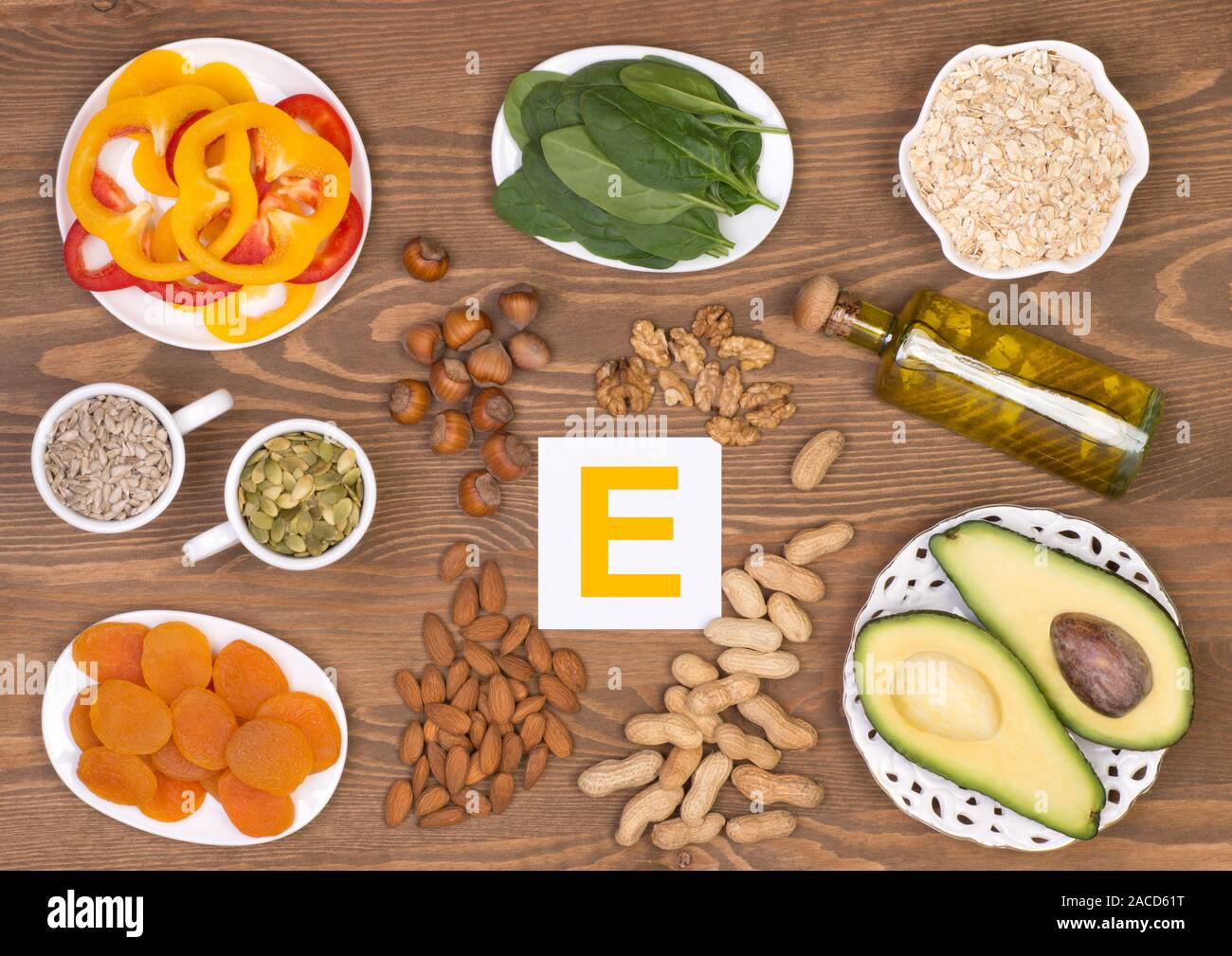 Lebensmittel, die Vitamin E enthalten Stockfoto