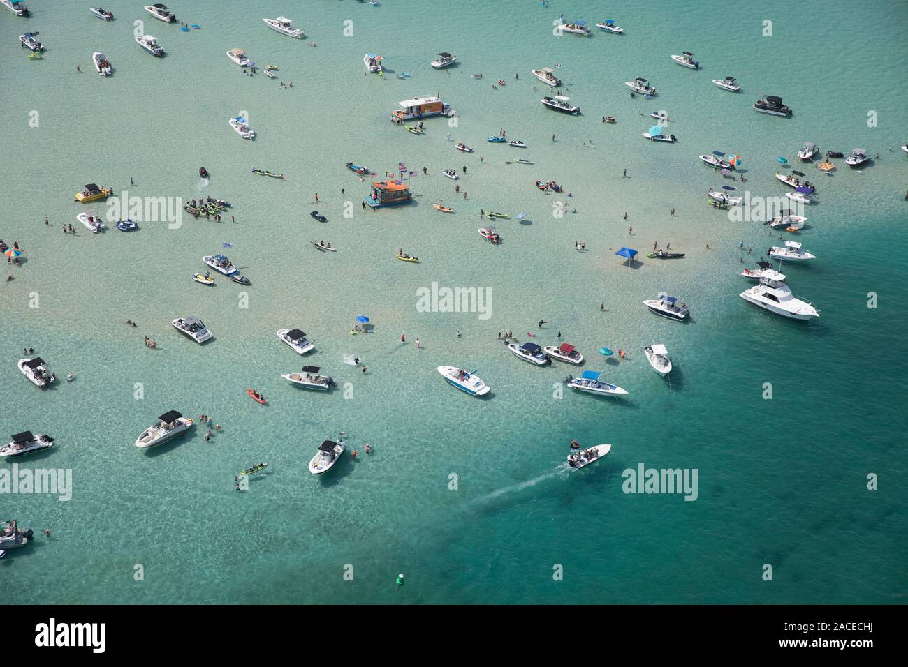 Luftaufnahme von Booten im Meer in Miami, Florida, USA Stockfoto
