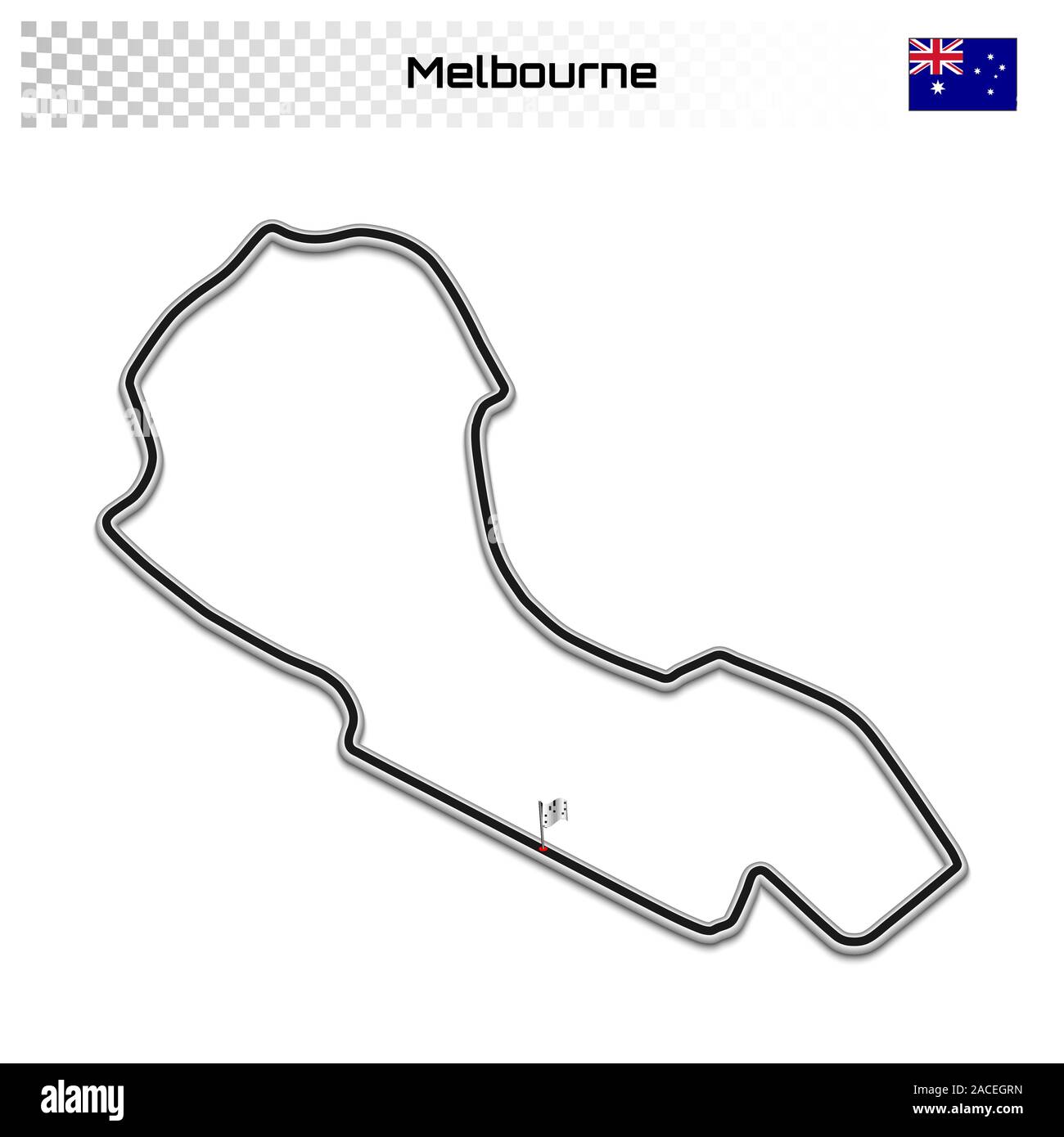 Melbourne circuit für Motorsport und Autosport. Australian Grand Prix Rennstrecke. Stock Vektor