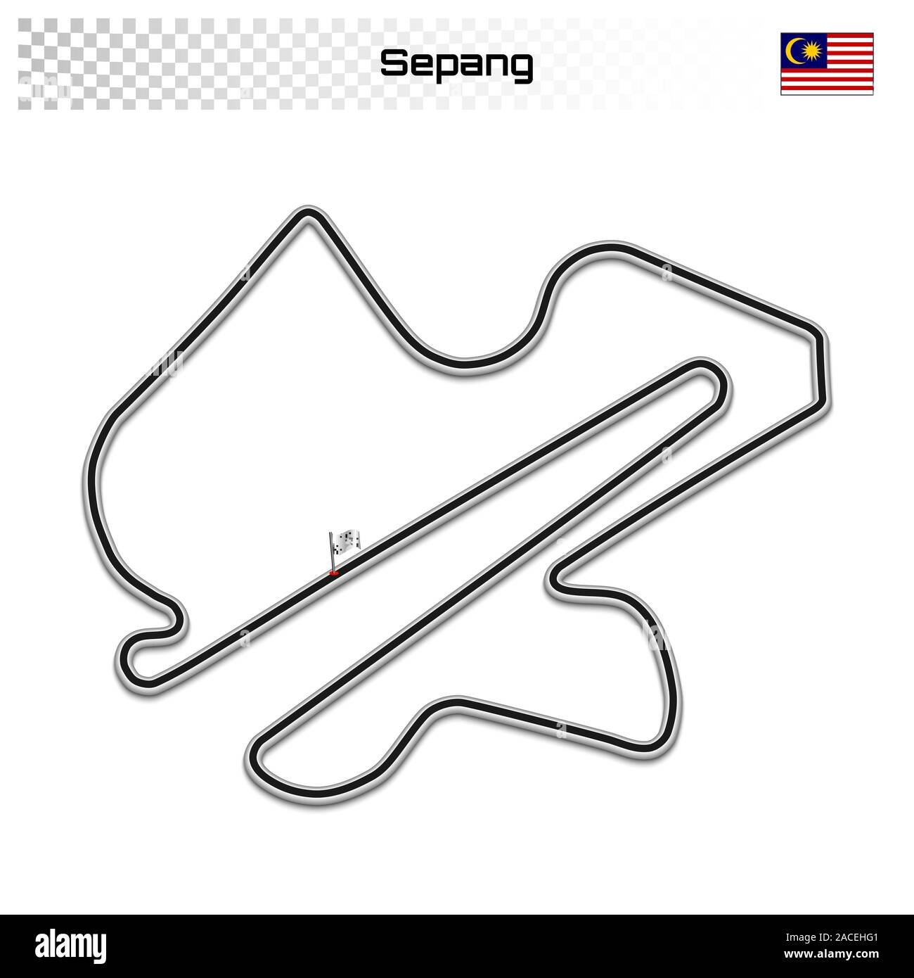 Sepang Circuit für den Motorsport und Autosport. Grand Prix von Malaysia Rennstrecke. Stock Vektor