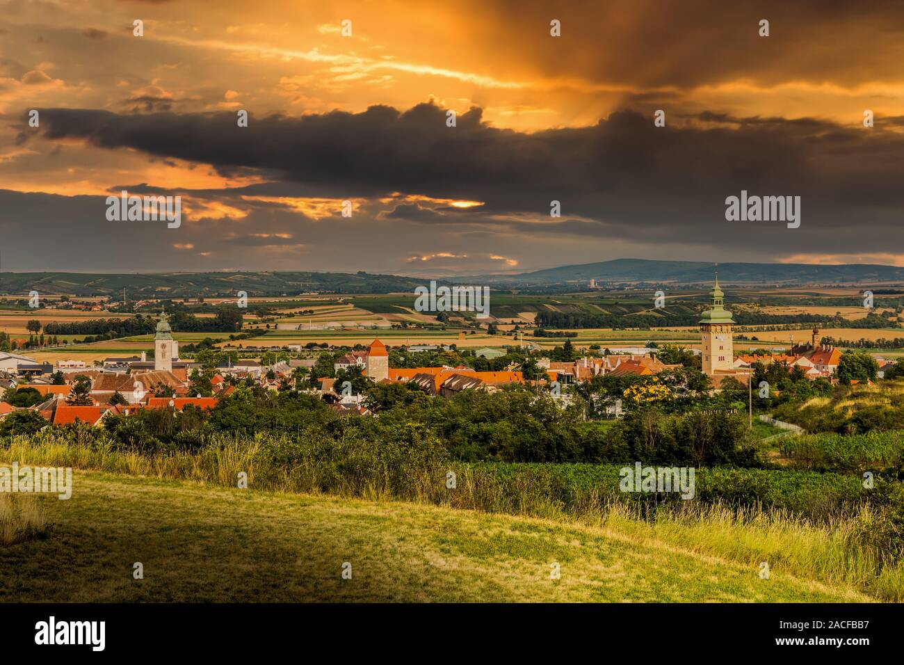 Kleine Stadt Retz in der Region Weinviertel, Österreich. Stockfoto