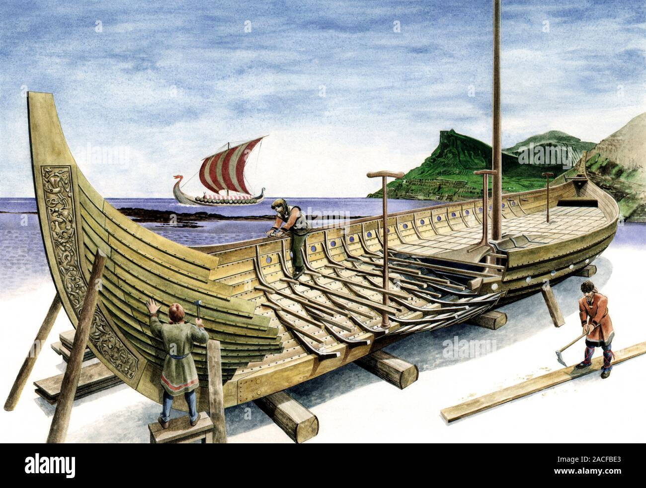 Viking longship. Kunstwerke, die zeigen, wie die Wikinger ein longship