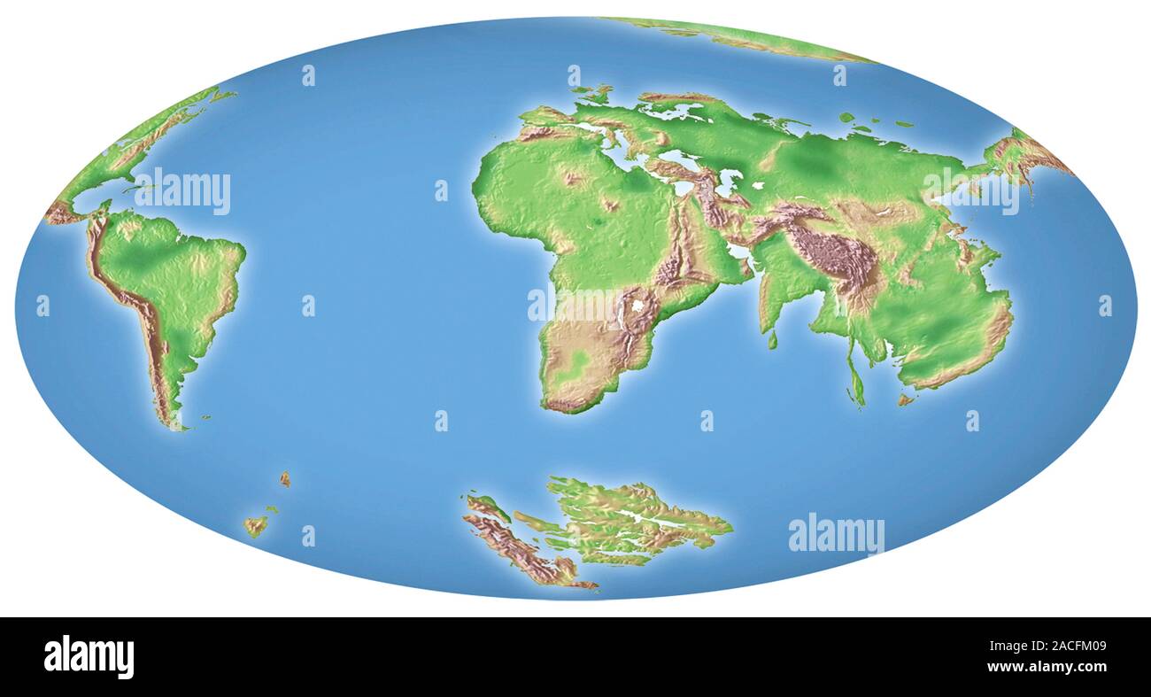 Continental Drift nach 100 Millionen Jahren. Karte der Erde, die die