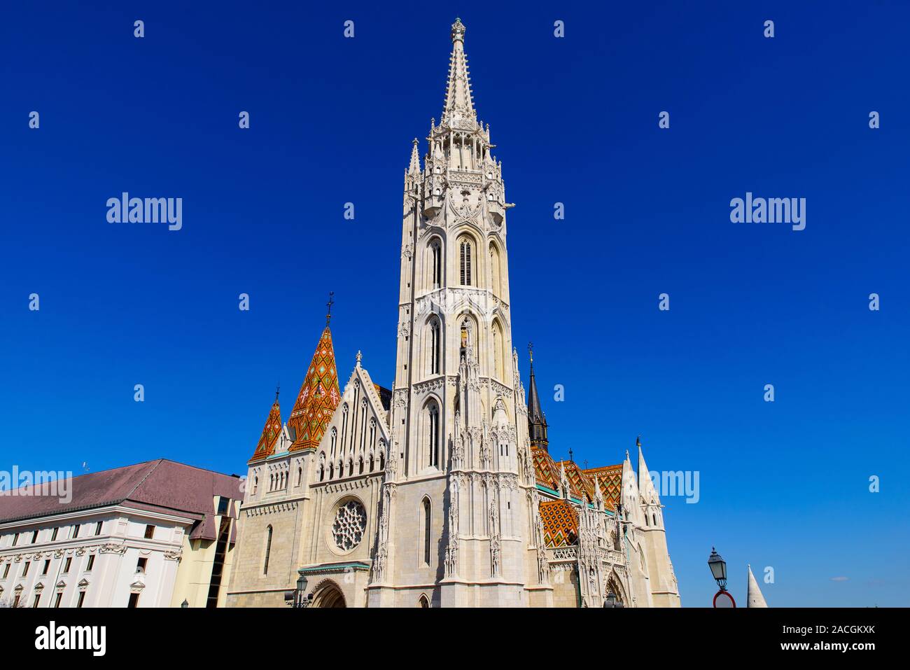 Matthias Kirche, eine katholische Kirche in der Heiligen Dreifaltigkeit, die Budaer Burg, Budapest, Ungarn, liegt, Stockfoto