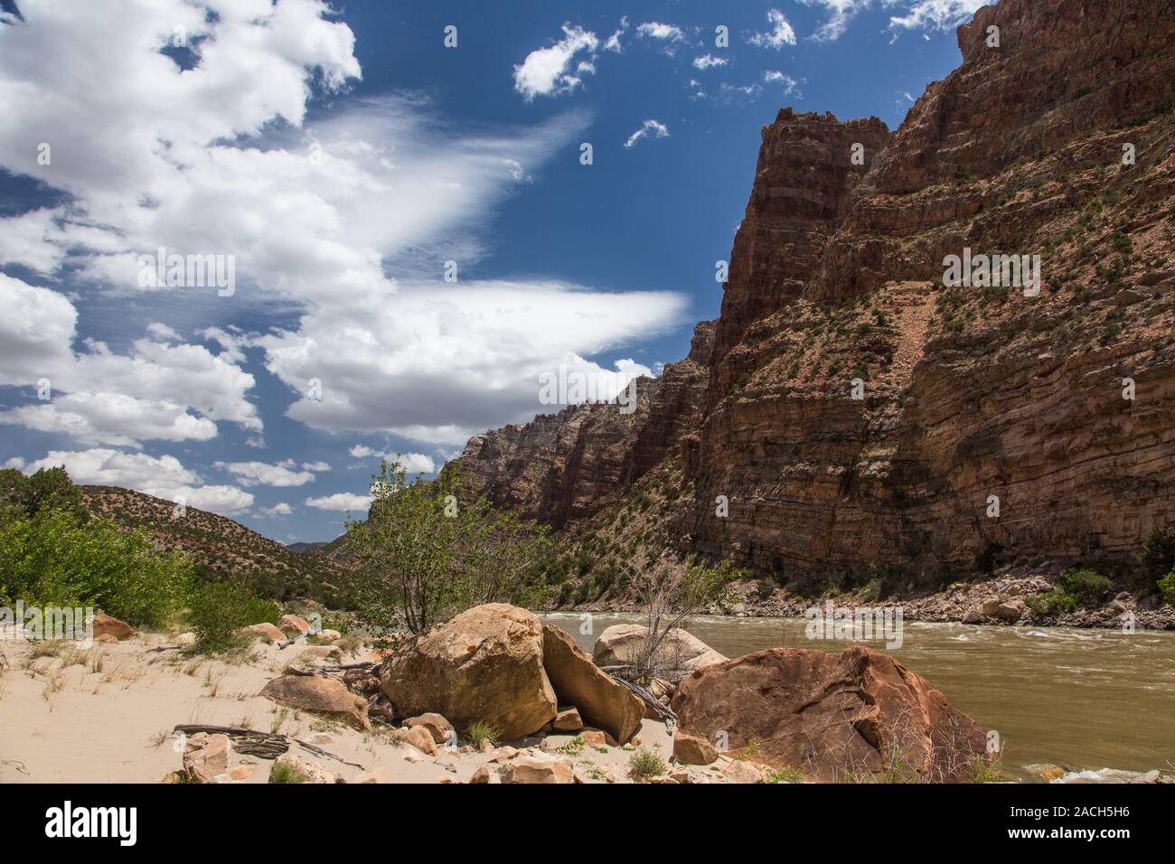 Die Klippen von Split Berge Canyon auf dem Green River im Dinosaur National Monument in Utah. Stockfoto