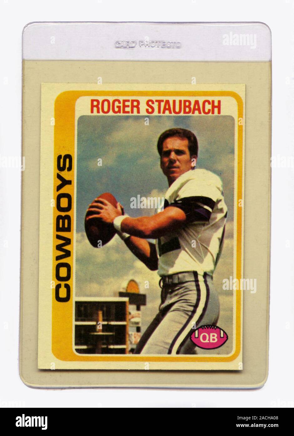 Vintage Football Card der Dallas Cowboys Quarterback Roger Staubach 1978 herausgegeben von Topps. Stockfoto