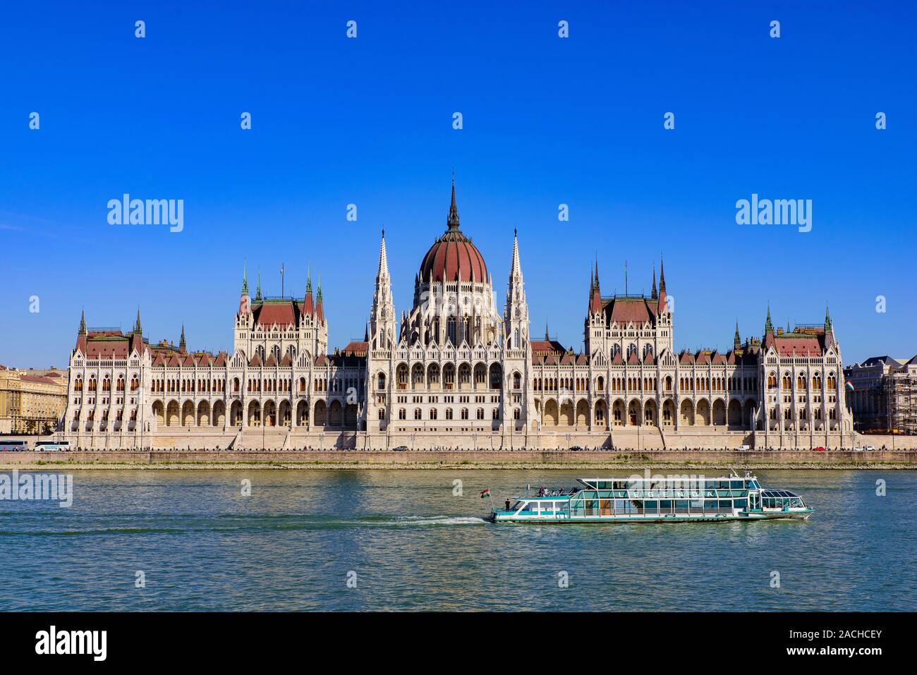 Parlamentsgebäude an den Ufern der Donau, Budapest, Ungarn Stockfoto