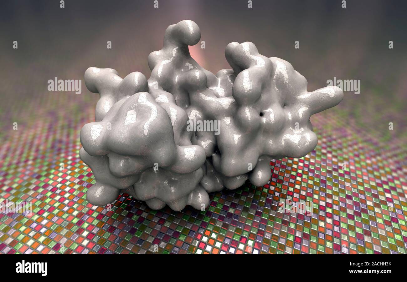 Ribonuclease Molekül. Computer Artwork, das die Form eines Moleküls von ...