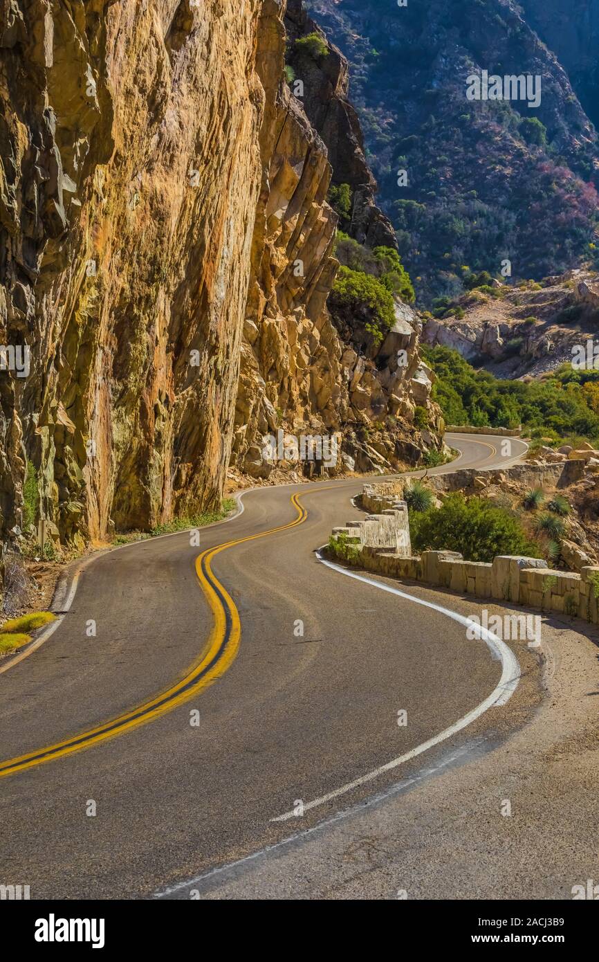 Blick entlang der Kings Canyon Scenic Byway, SR 180, durch Giant Sequoia National Monument, Sequoia National Forest, Kalifornien, USA Stockfoto