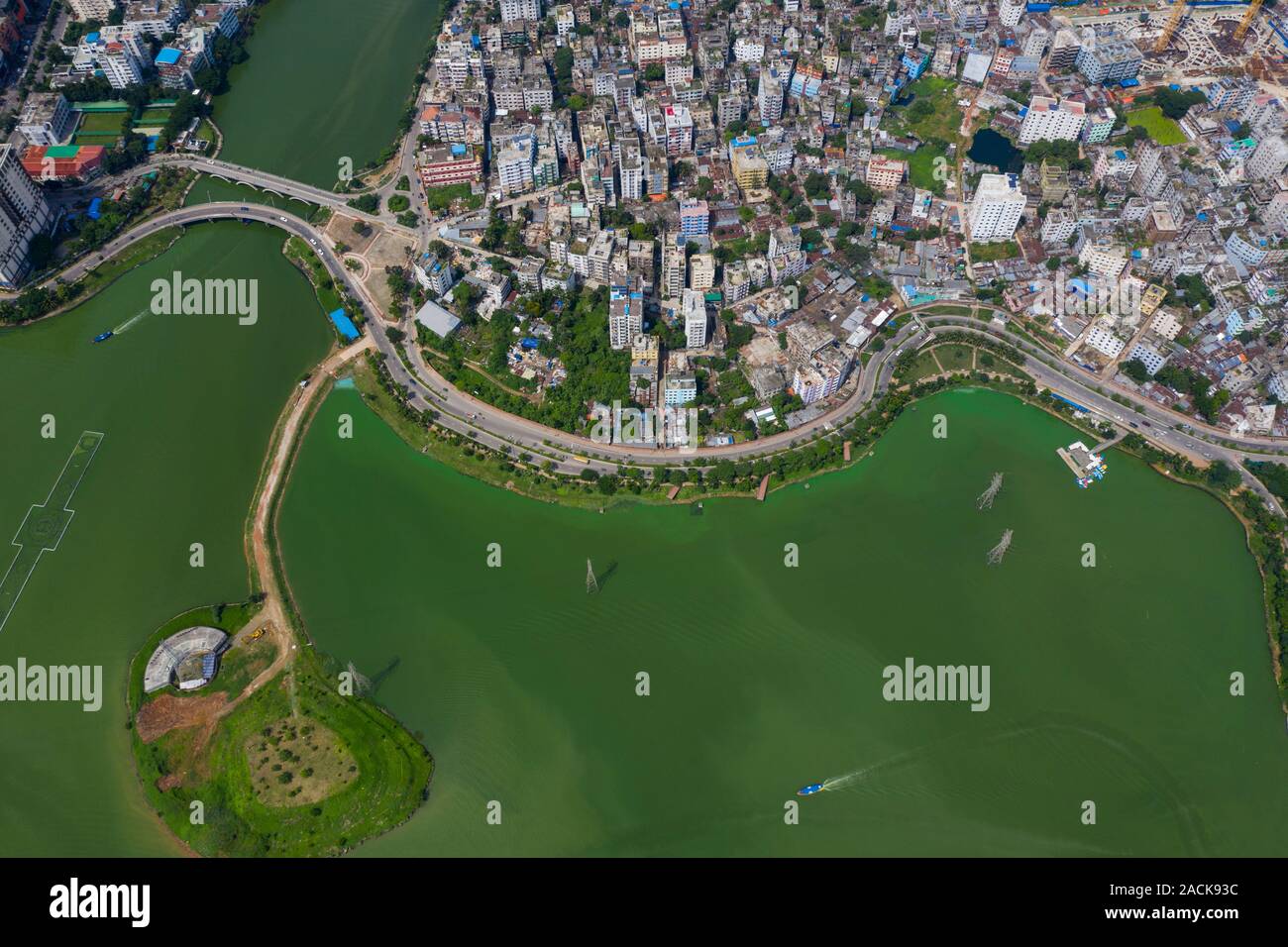 Luftaufnahme von Dhaka, der Hauptstadt von Bangladesch. Stockfoto