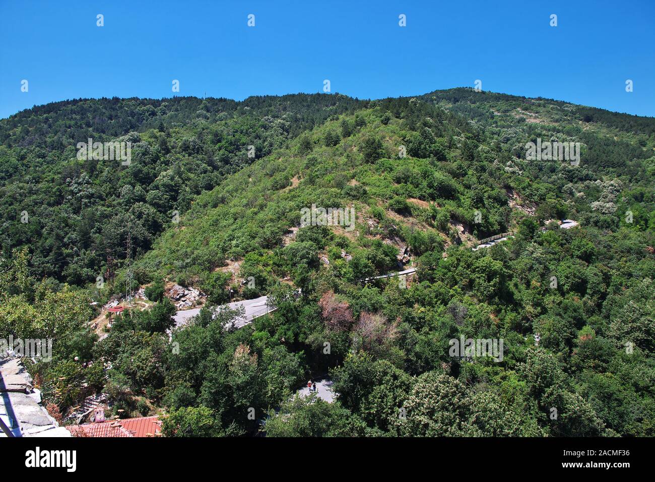 Der Blick auf die Rhodopen Gebirge, Bulgarien Stockfoto