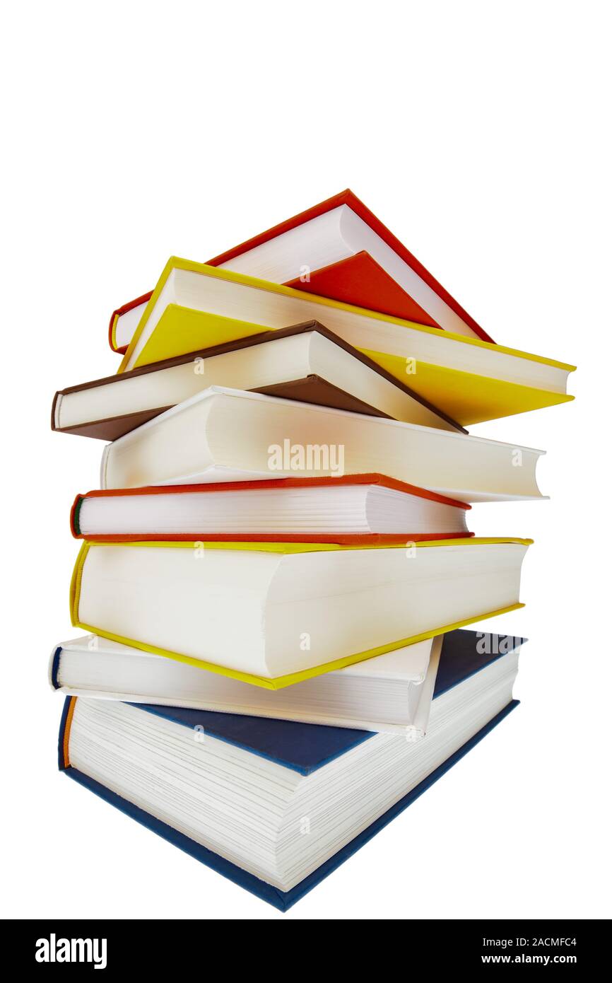 Buch-Stack auf weißem Hintergrund Stockfoto