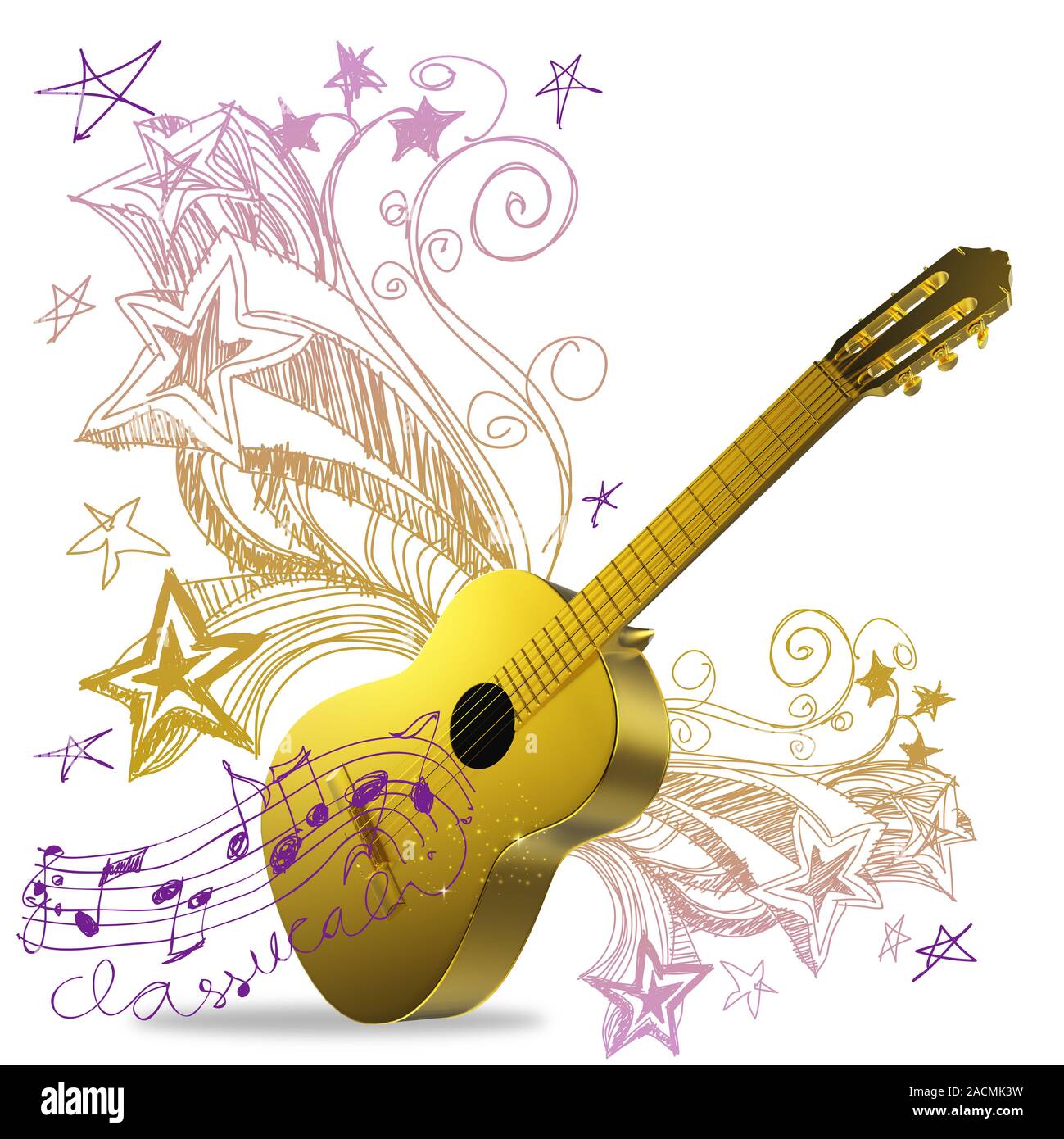 Goldene Gitarre Stockfoto