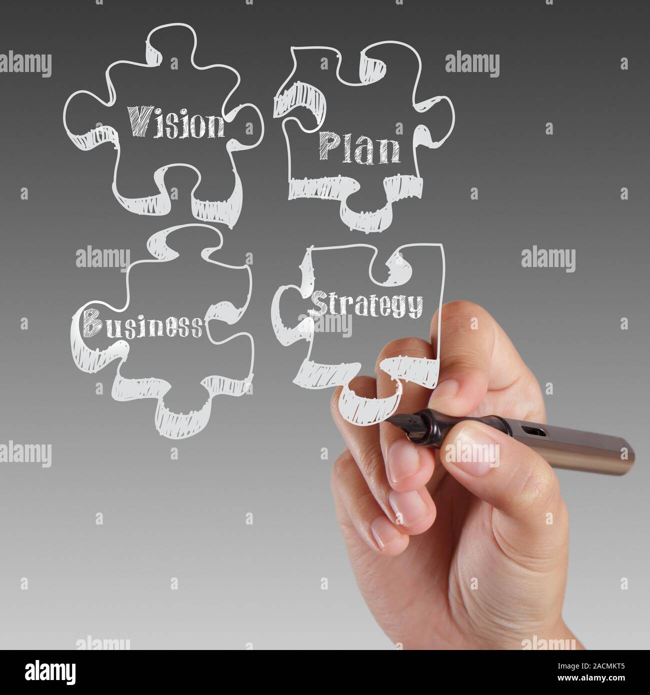 Hand schreiben. Vision, Planen, Erfolg, Strategie Stockfoto