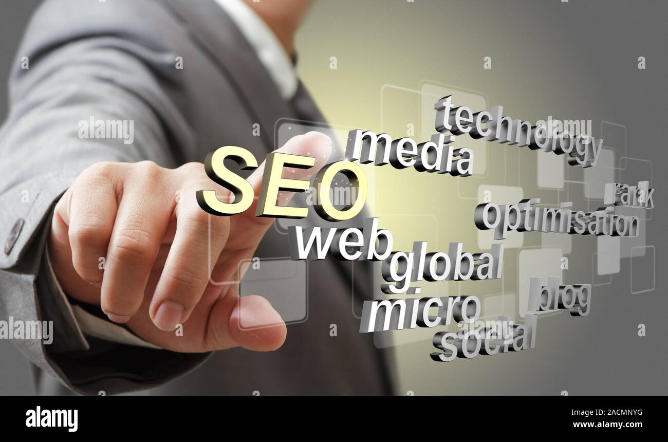 3d-SEO Suchmaschinenoptimierung als Konzept Stockfoto