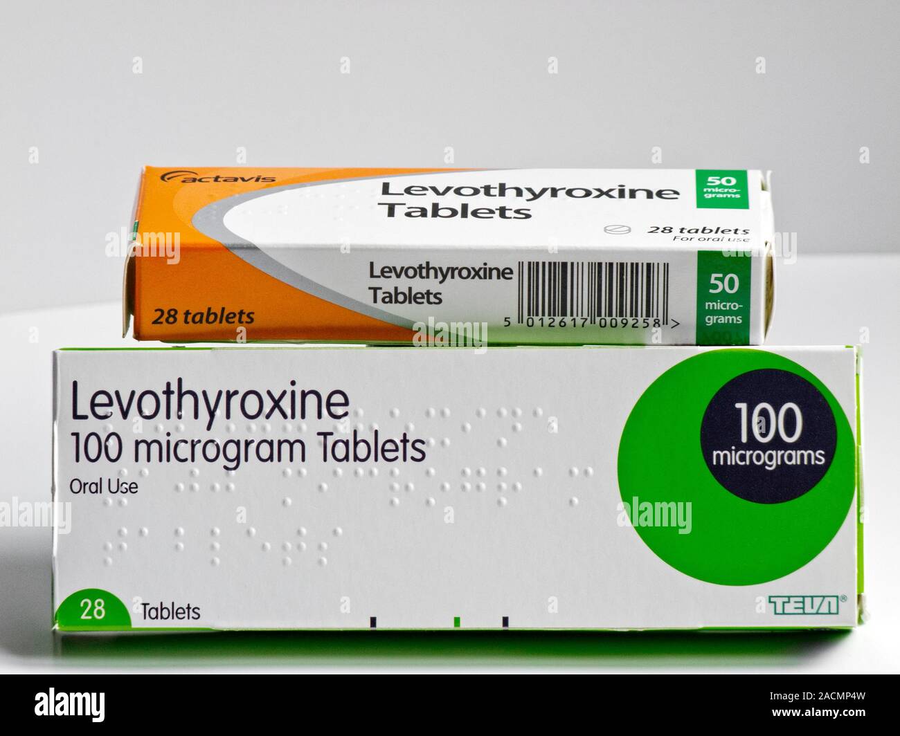 Levothyroxin Tabletten in Verpackung. Dieses Medikament ist eine  synthetische Form des Schilddrüsenhormons Thyroxin. Es wird verwendet, um  Hypothyreose (reduzierte Produktivität zu behandeln Stockfotografie - Alamy