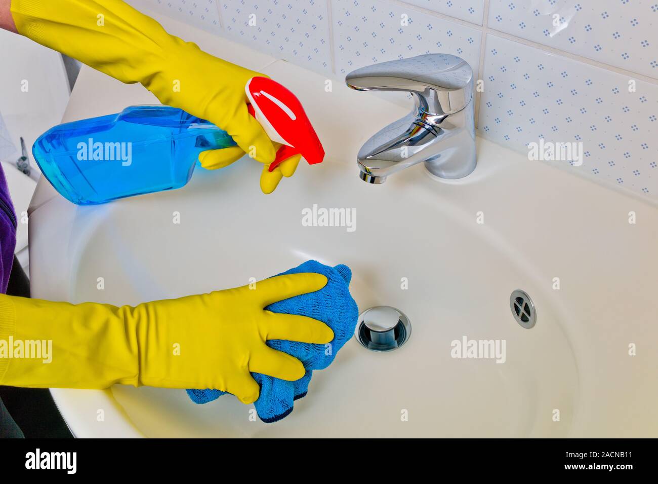 Waschbecken gereinigt Stockfoto
