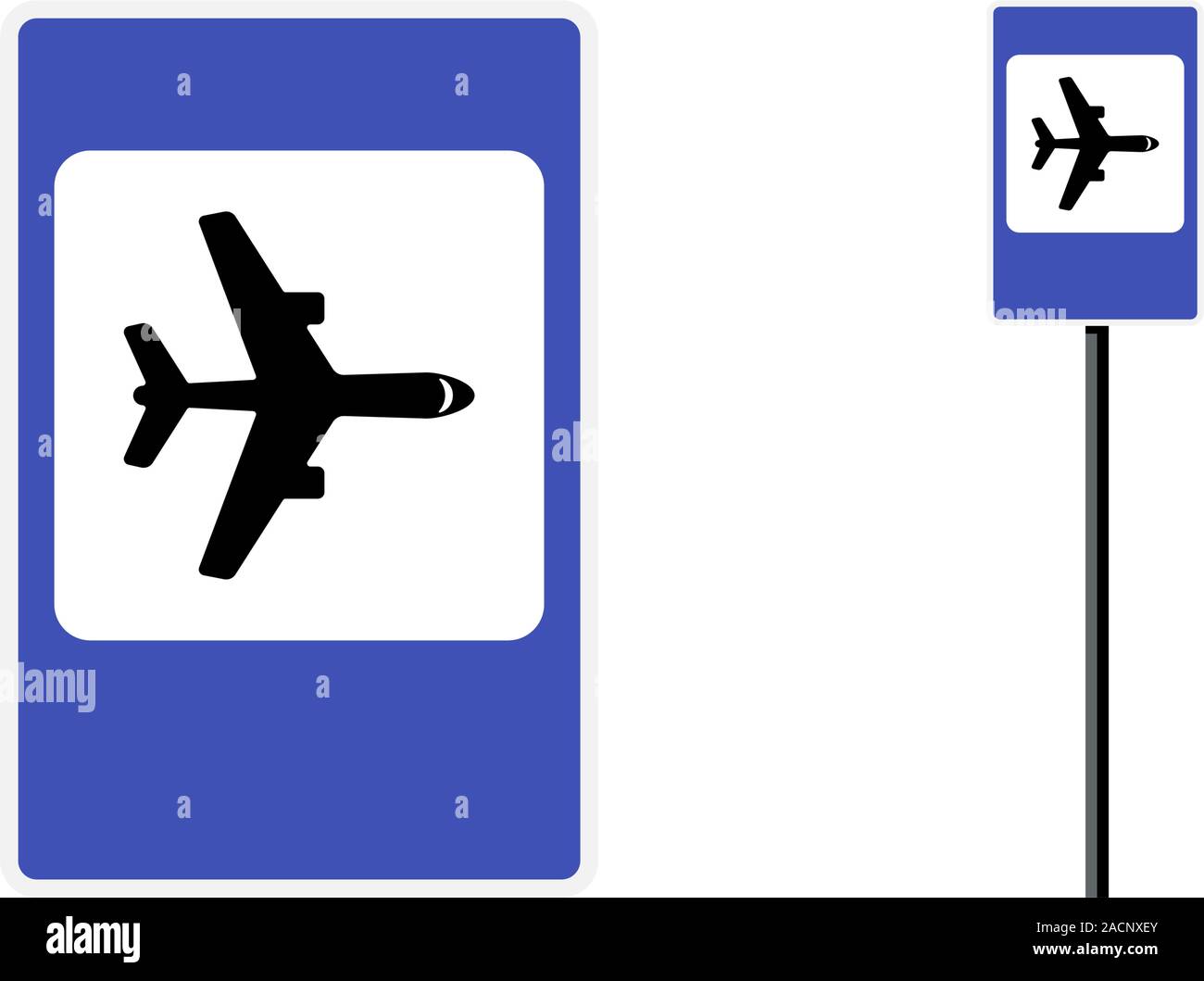 Airport Road Sign. Flugverkehr Symbol auf Blue Square. Vektor Beschilderung Abbildung Stock Vektor
