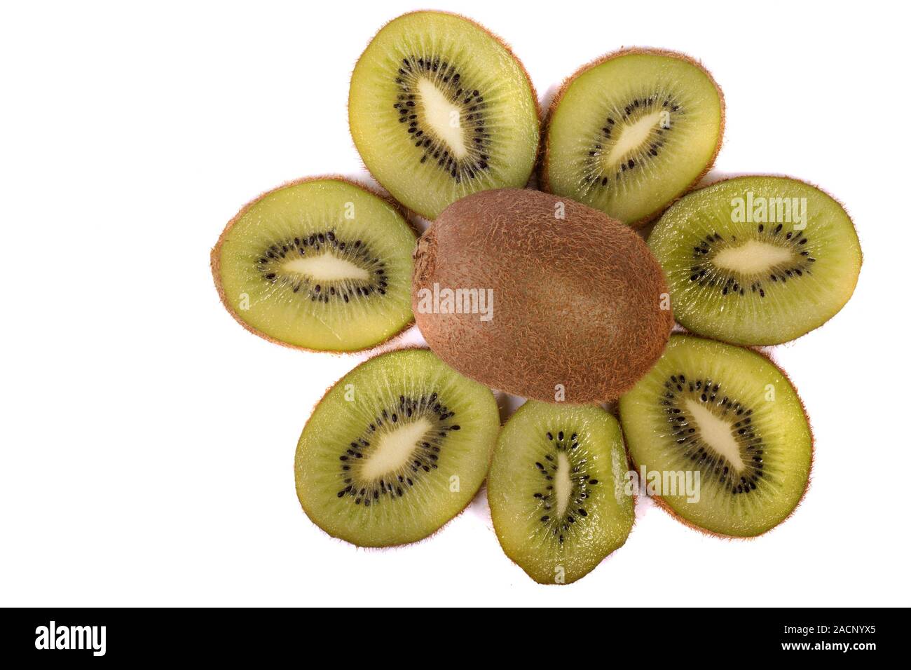 Kiwis auf weißem Hintergrund Stockfoto