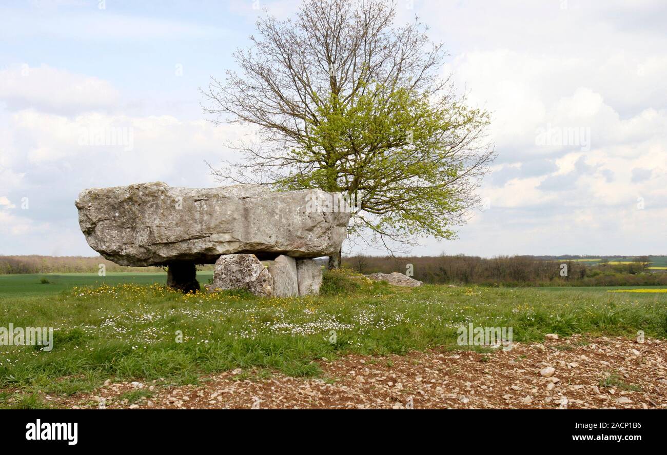 Dolmen. Diese Struktur, die einst eine neolithische Grabkammer (Dolmen