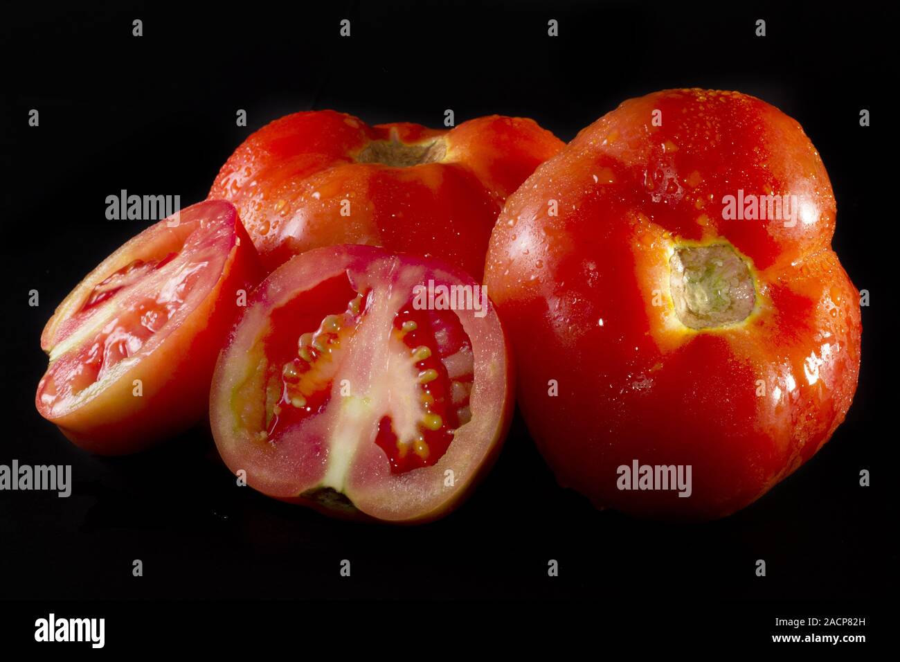 Tomaten auf Schwarz Stockfoto