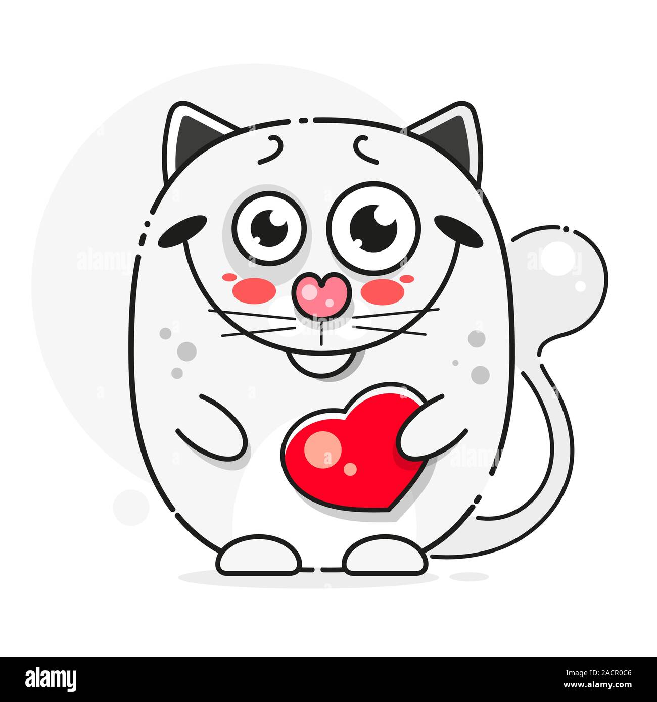 Wunderschöne weiße Katze, tolles Design für irgendwelche Zwecke. Schwarz Weiß Abbildung. Cute Vector Illustration. Isolierte Vektor. Stock Vektor