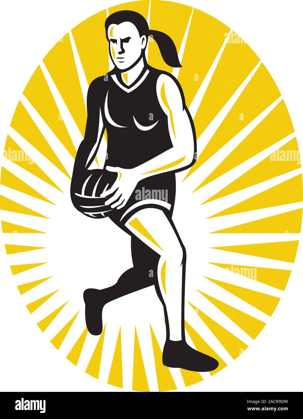 Netball Spieler laufen mit ball Stockfoto