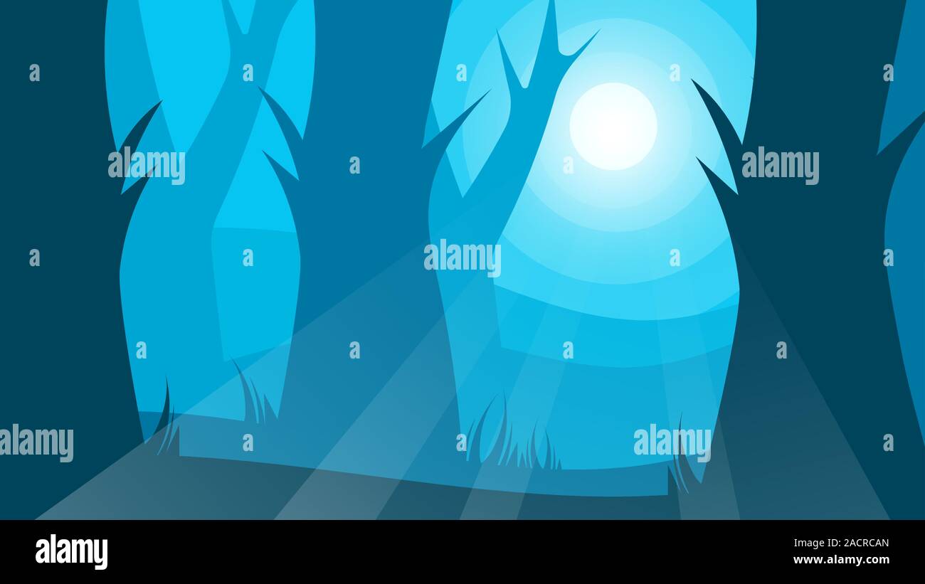 Natürliche Landschaft Cartoon Hintergrundbild dichten Wald Stock Vektor