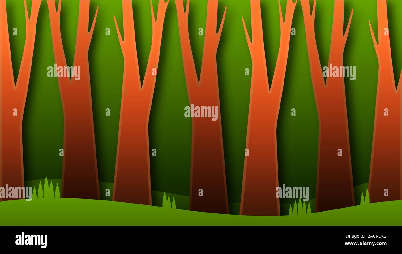 Natürliche Landschaft Cartoon Hintergrundbild dichten Wald Stock Vektor