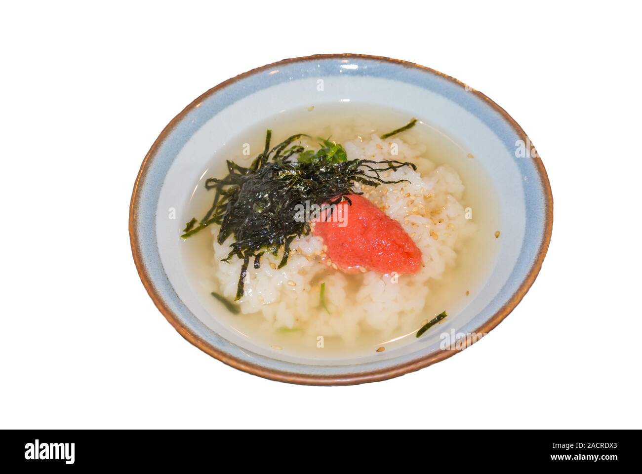 Tokio, Japan, populäres japanisches Essen, Ochazuke mit tarako Stockfoto