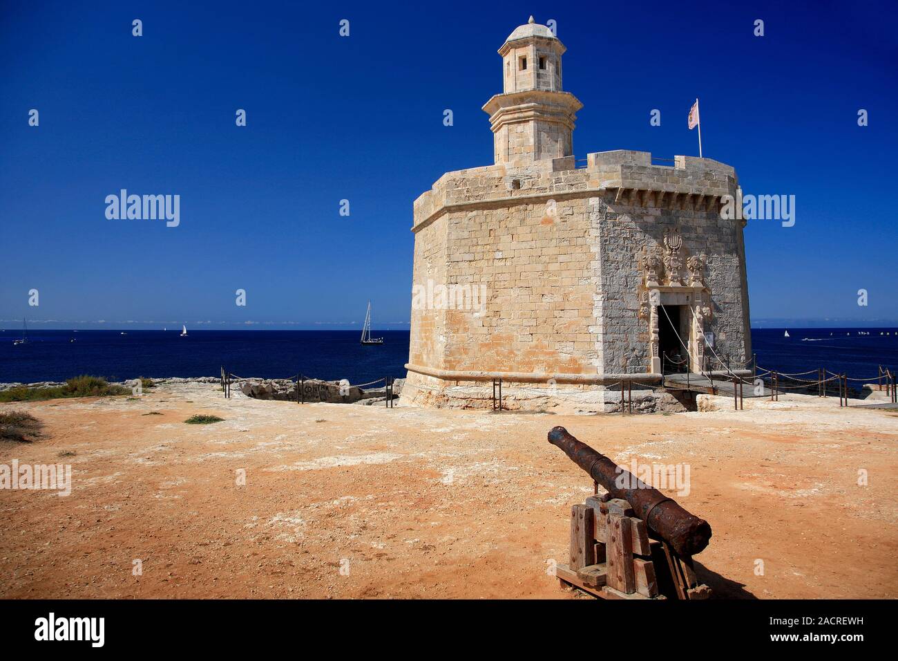 Das Schloss von Saint Nicholas, im Admiral Farragut Park, Parc De La Ciutadella Stadt, Insel Menorca, Balearen, Spanien, Europa Stockfoto