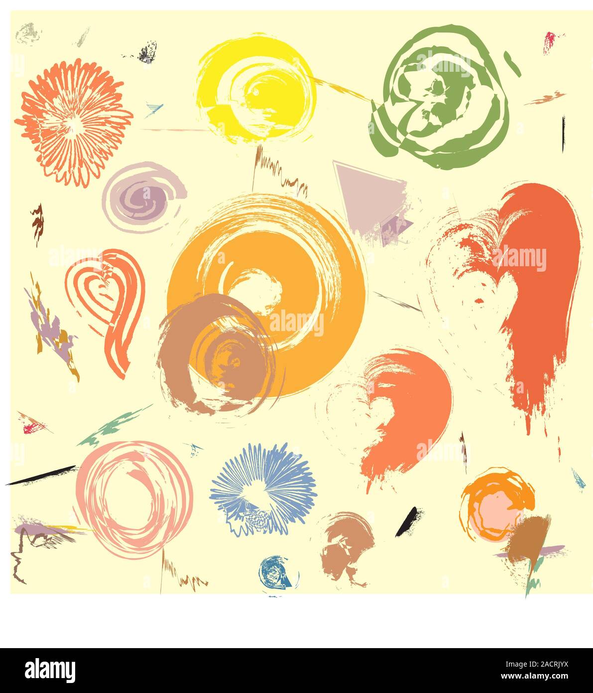 Retro Farbe Art. Kreative doodles mit verschiedenen Formen und Collage. Moderne abstrakte und grafische Formen und Elemente. Gut für Poster, Broschüre, druckt. Stockfoto