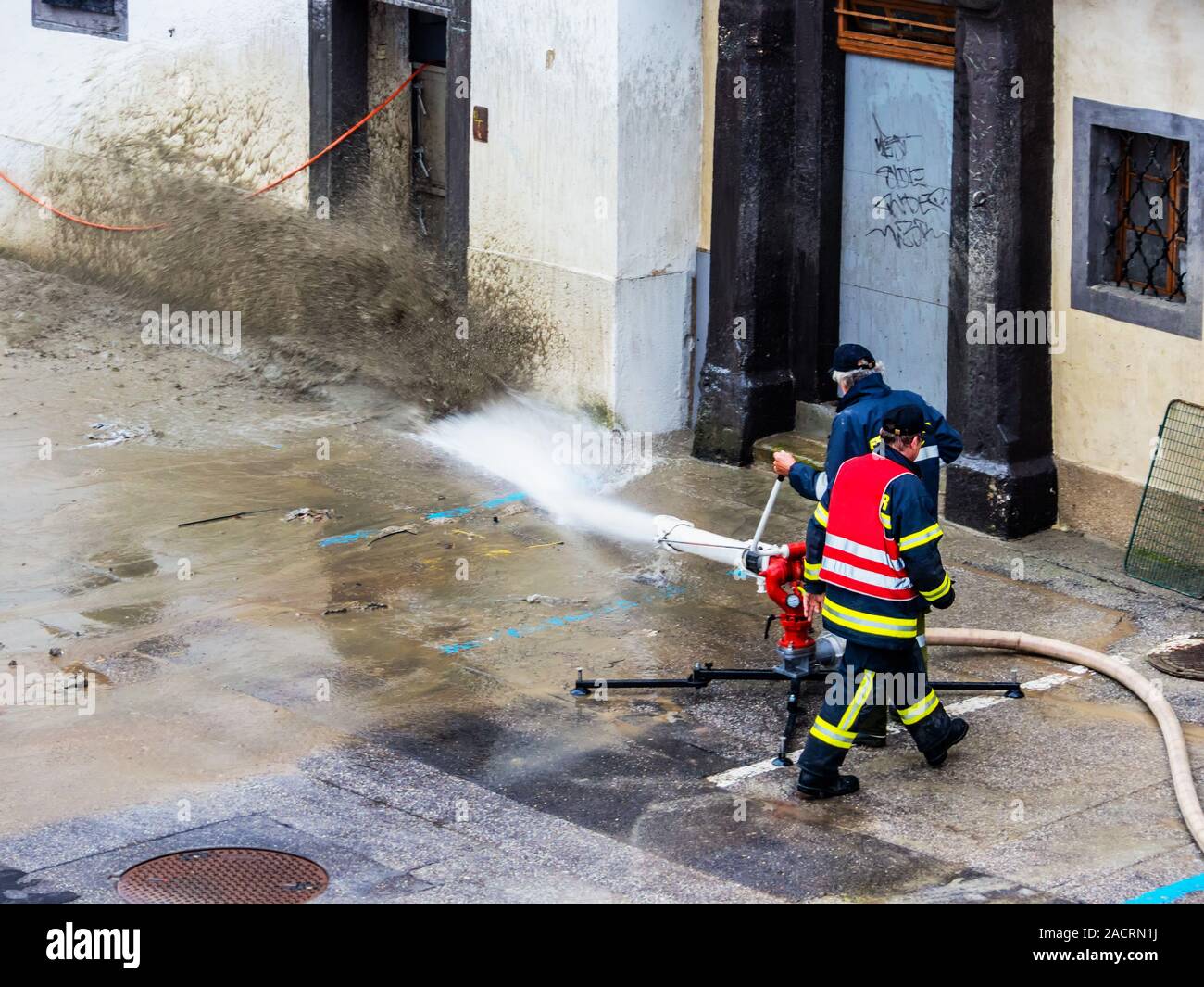 Hochwasser 2013 in Steyr, Österreich Stockfoto