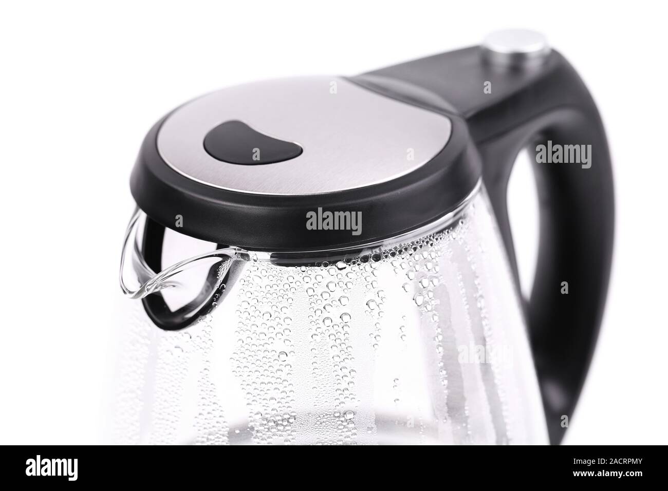 Wasser kocht in der Glas-Wasserkocher. Stockfoto