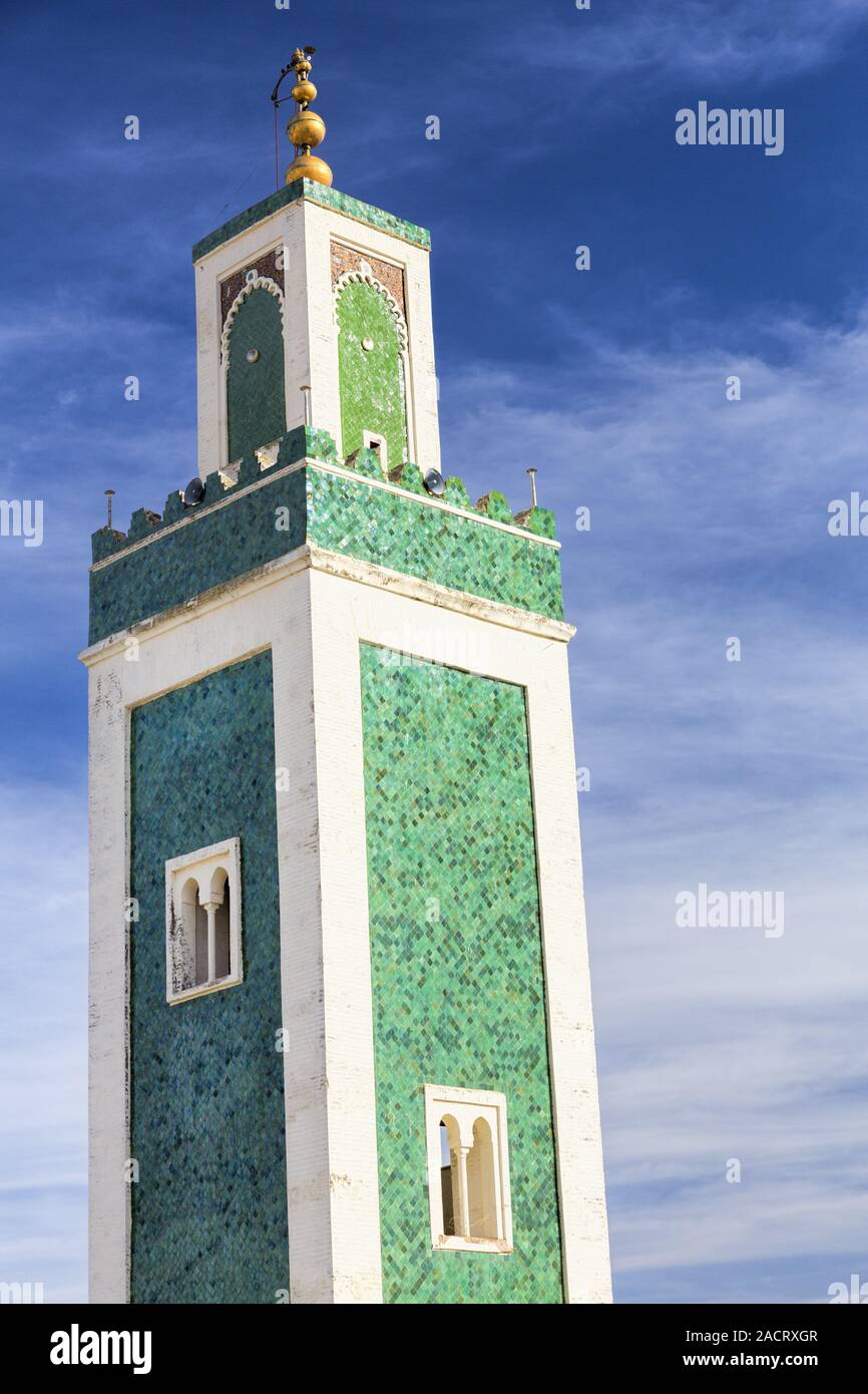 Minarett der Medersa Bou Inania Moscheen Stockfoto
