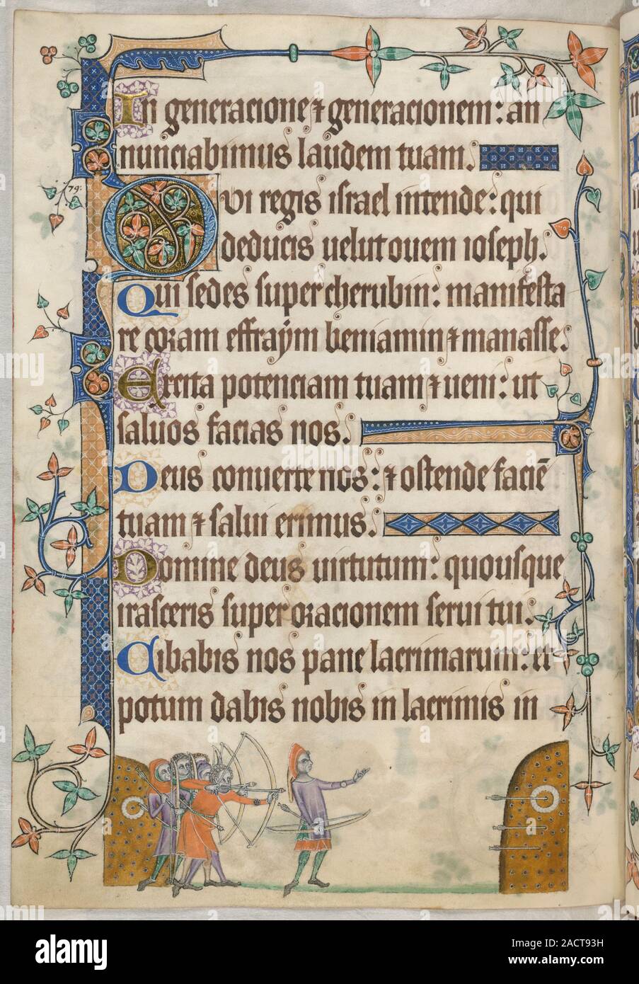 Psalm 79 und Bogenschießen üben, Ganze folio Ende von Psalm 78. Psalm