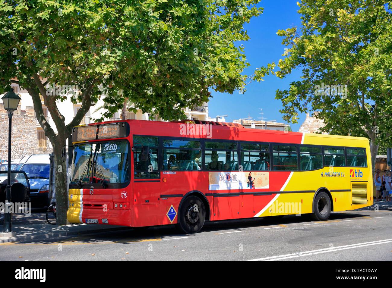 Bus, Alcudia Altstadt, Playa de Alcudia, Mallorca, Balearen, Spanien, Europa Stockfoto