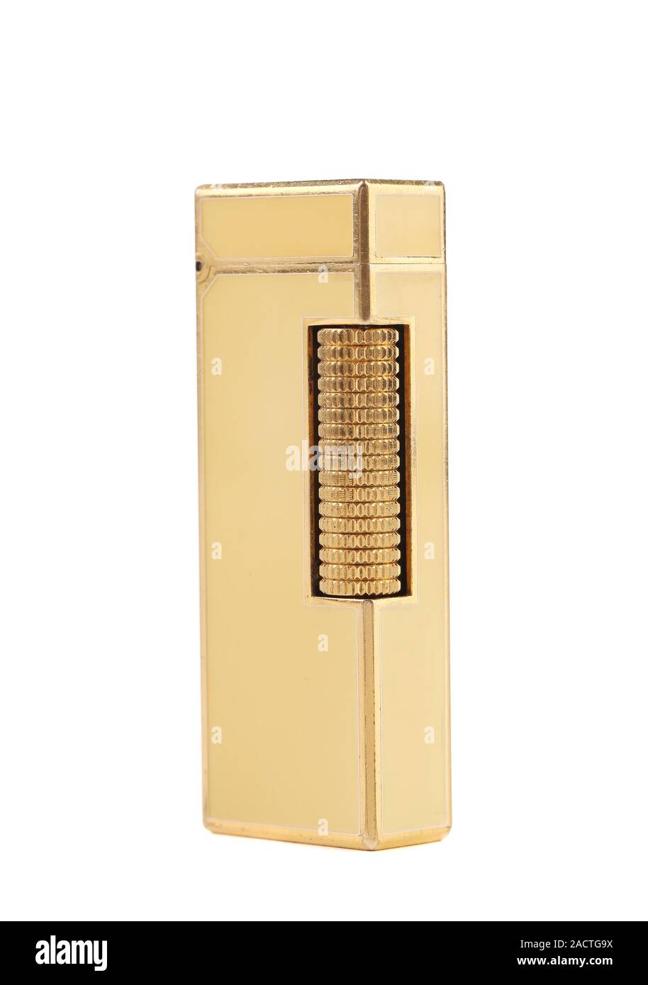 Elegante goldene Gasfeuerzeug. Stockfoto