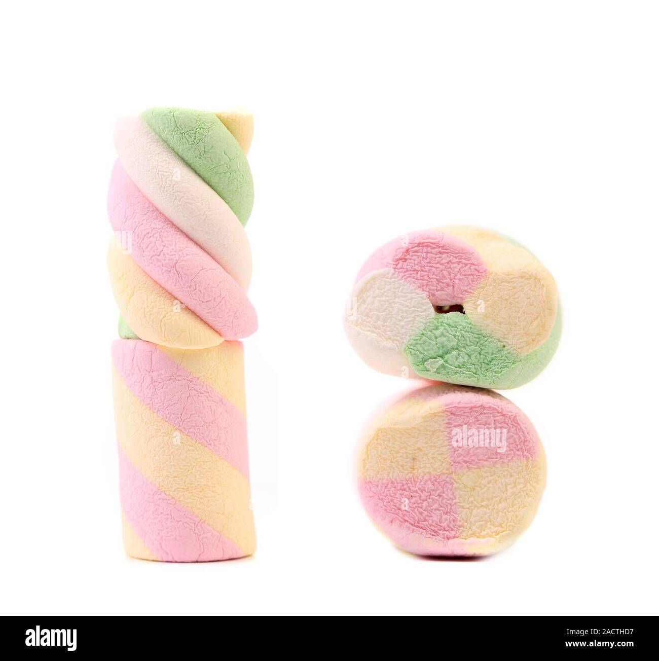 Nahaufnahme von bunten Marshmallows. Stockfoto