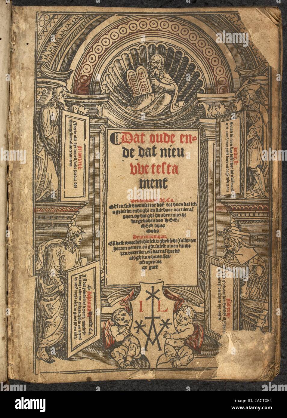 Niederländische Bibel Neues Testament Titel Seite, 1526 Stockfoto