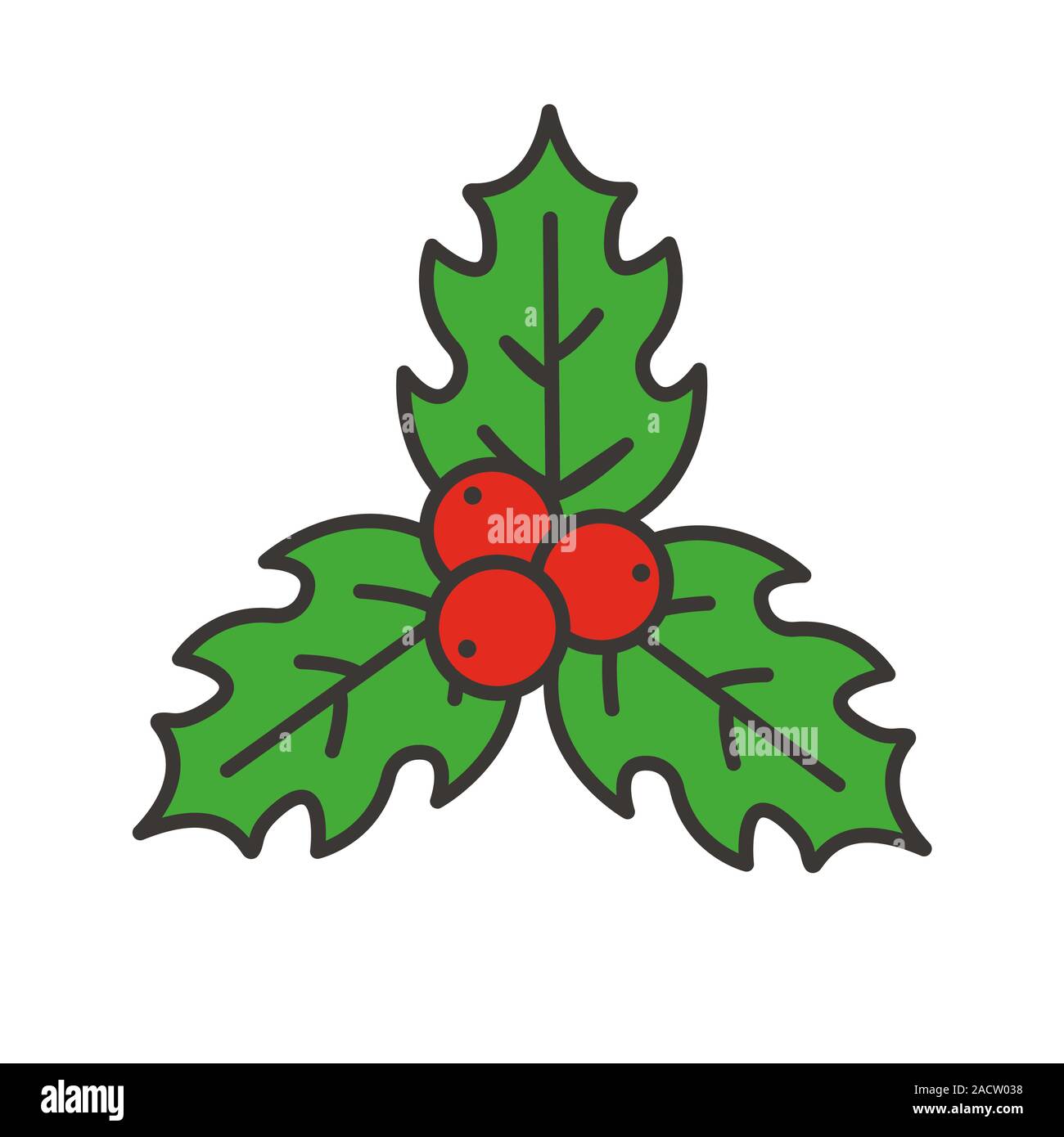 Weihnachten Mistel Farbe Symbol. Stechpalme Beeren. Isolierte Vector  Illustration Stock-Vektorgrafik - Alamy