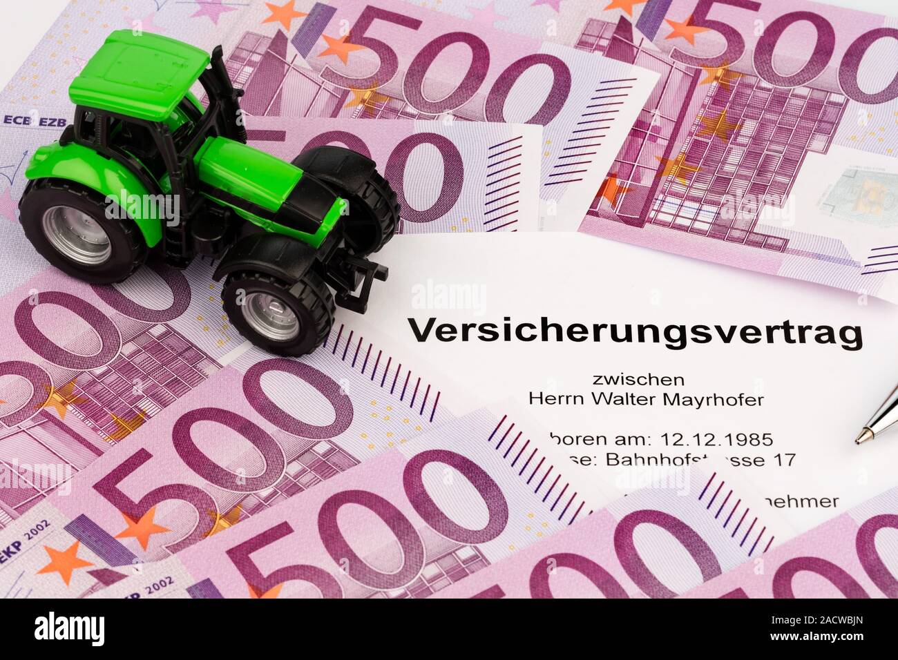 Versicherung für neue Traktor Stockfoto