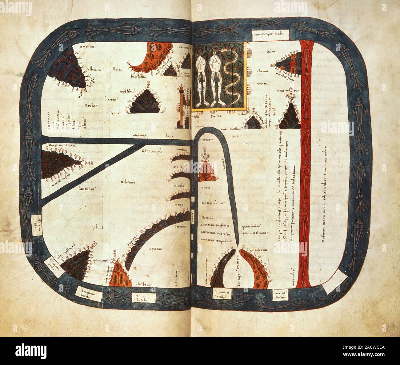 Beatus Weltkarte, (Doppelte Öffnung) Die Beatus Weltkarte, mit Adam
