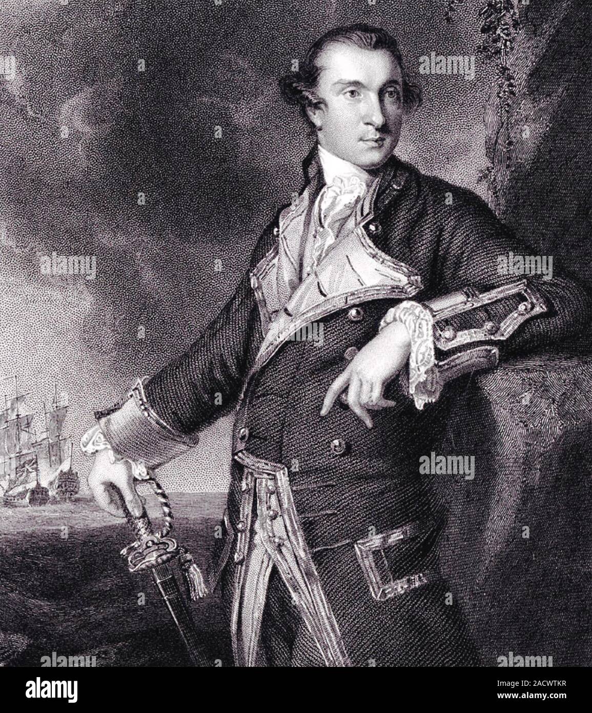 ALEXANDER HAUBE (1758-1798) Royal Navy Admiral tödlich in der Schlacht von Raz de Sein verwundet Stockfoto