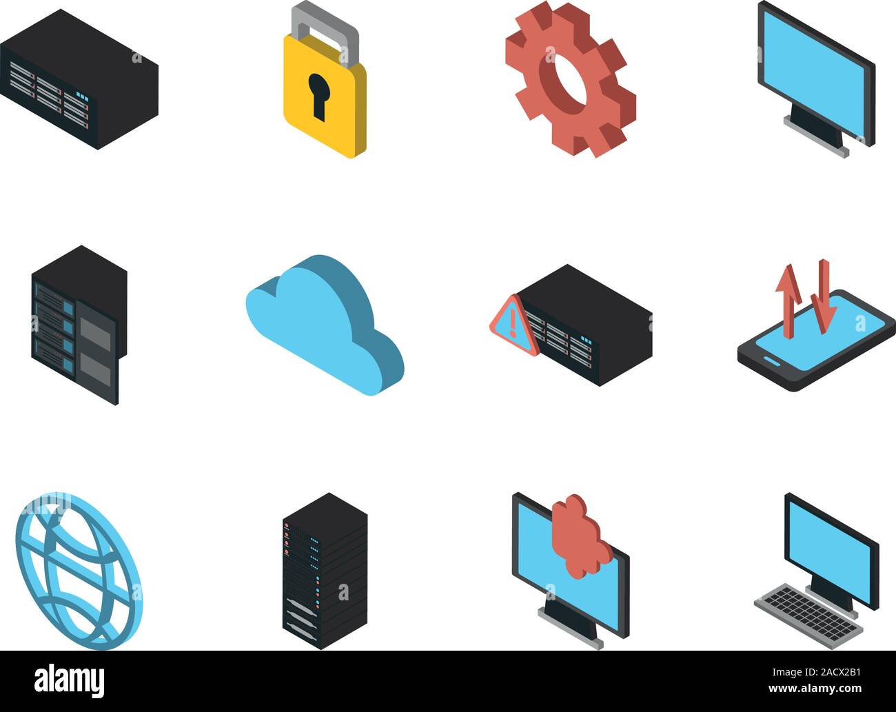 Bündel der Datenserver ein Symbole Stock Vektor
