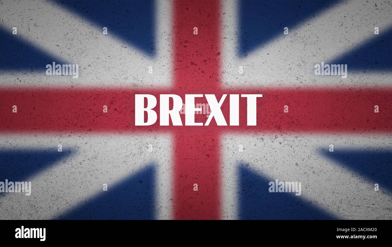 Großbritannien Politik Poster - das Wort "brexit' auf unscharfen Union Jack Flagge. Die Abbildung für die britischen politischen und staatlichen Thema Stockfoto