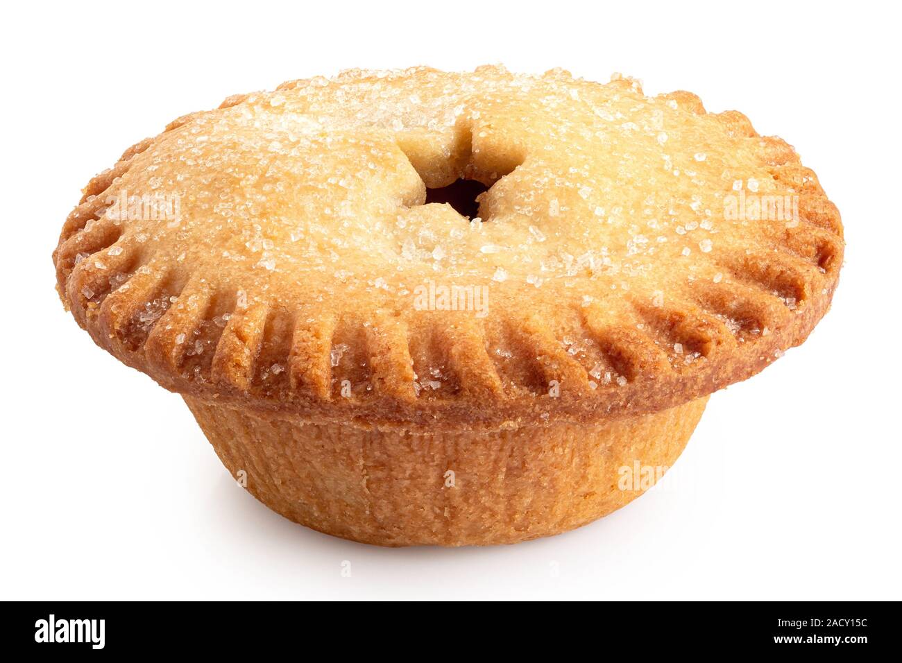 Traditionelle britische Weihnachten Mince Pie isoliert auf Weiss. Stockfoto