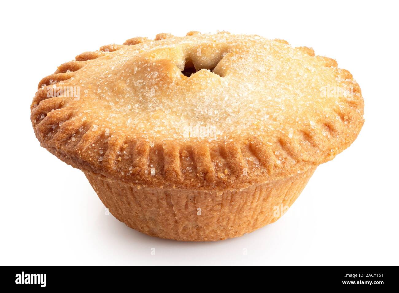 Traditionelle britische Weihnachten Mince Pie isoliert auf Weiss. Stockfoto