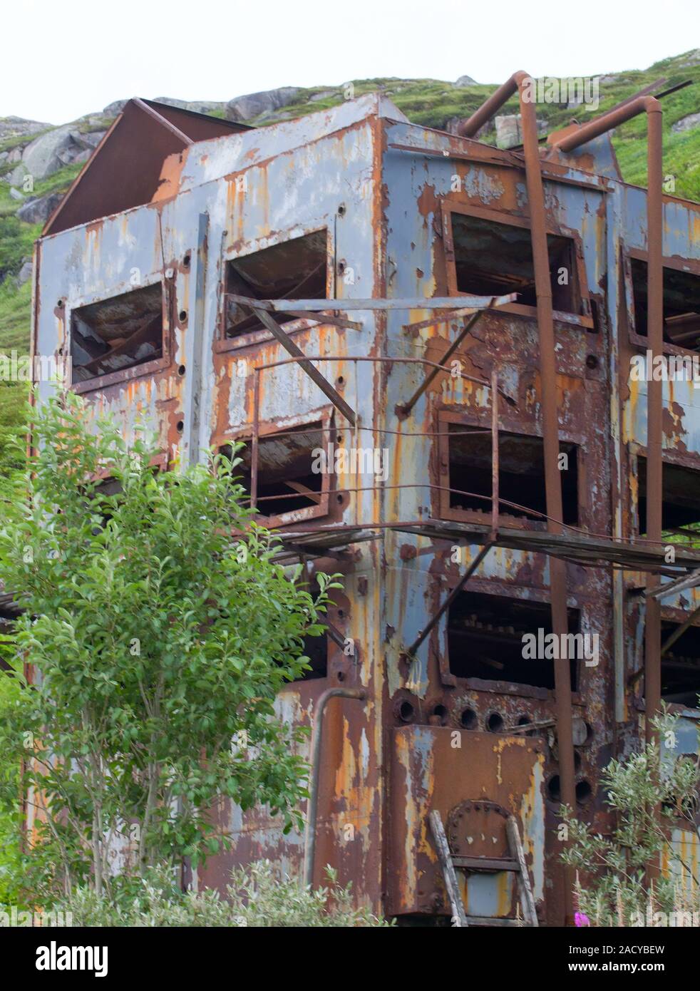 Verlassenen Fabrik, Fabrik Ruinen, alte Gebäude, Polar region Stockfoto