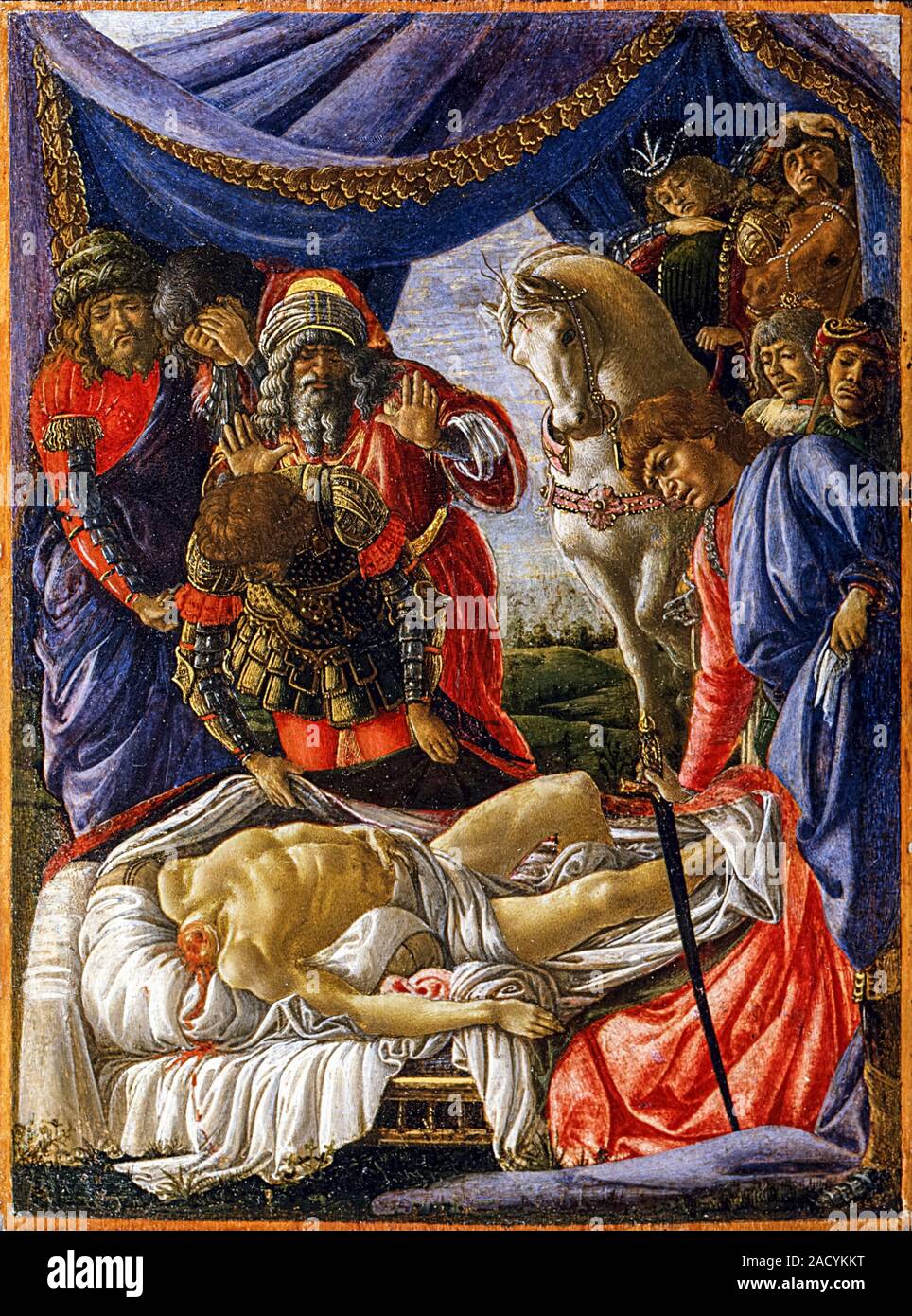 Sandro Botticelli, der Entdeckung der Leiche, Judith Holofernes' kehrt aus dem feindlichen Lager nach Bethulia, Malerei, 1470-1472 Stockfoto